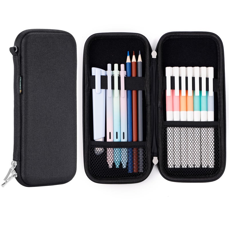 iDream365 Upgraded Hard Pencil Case Box for Adluts,Durable Pen Carrying Case with Zipper-Black - Image 1